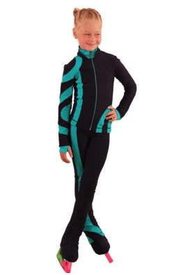 IceDress Figure Skating Outfit - Thermal - Cross-Roll (Dark Blue With Emerald)