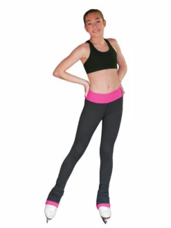 ChloeNoel PS792 3" Waist Band Black/Color Cuffs Elite Figure Skating Pants & Front Pocket & Swarovski Crystal Block -Paramount Happy Shop chloenoel fuchsia elite 3 waist band pant w color cuffs front pocket 15 82368.1655362204