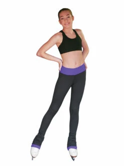 ChloeNoel PS792 3" Waist Band Black/Color Cuffs Elite Figure Skating Pants & Front Pocket & Swarovski Crystal Block -Paramount Happy Shop chloenoel periwinkle elite 3 waist band pant w color cuffs front pocket 9 96216.1655362204