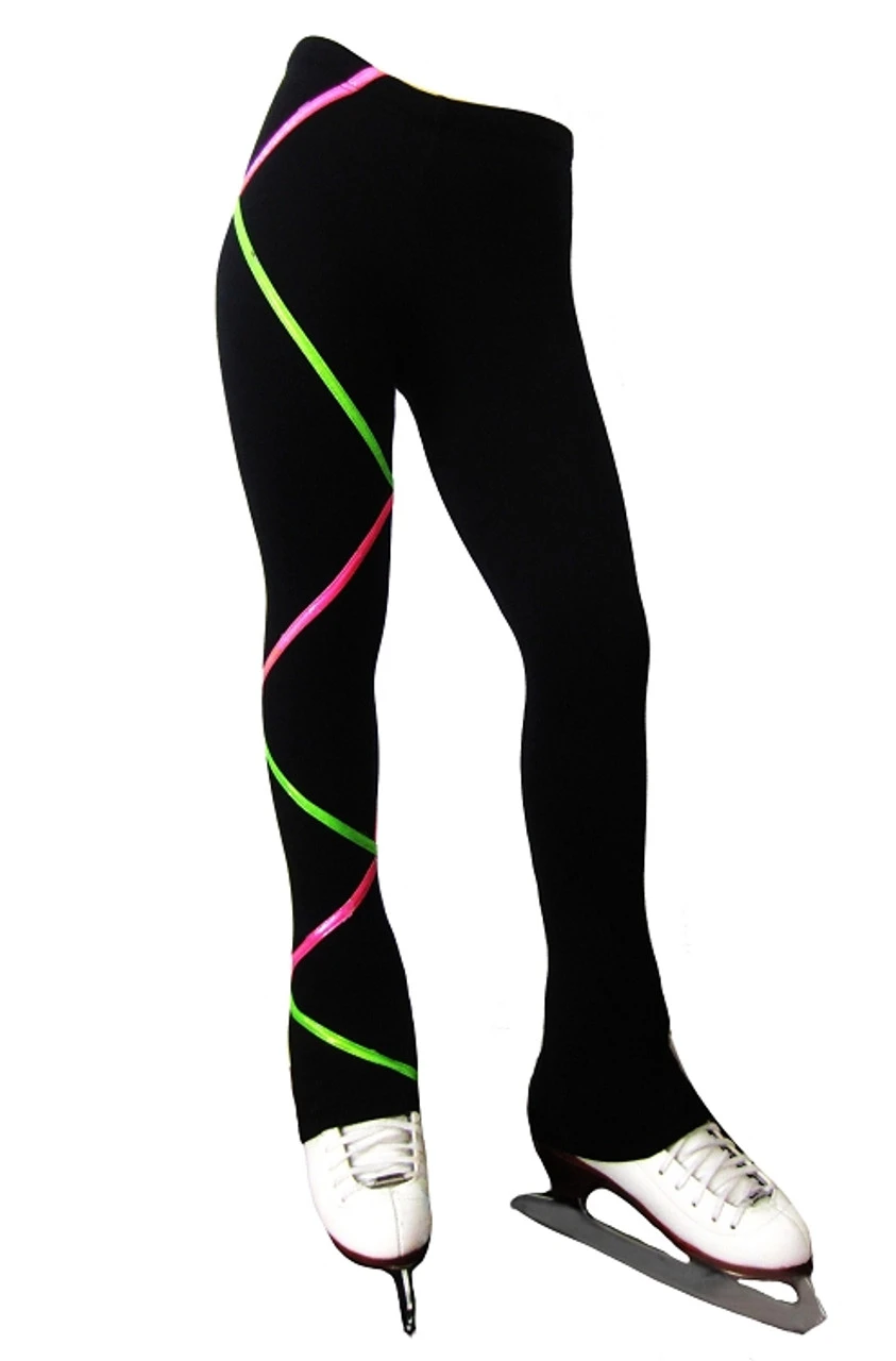 Criss Cross Fleece Ice Skating Pants Pink/Lime XP511 2 Criss Cross Fleece Ice Skating Pants Pink/Lime XP511 - Image 2