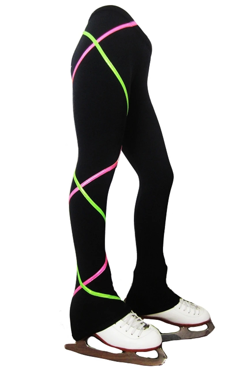Criss Cross Fleece Ice Skating Pants Pink/Lime XP511 3 Criss Cross Fleece Ice Skating Pants Pink/Lime XP511 - Image 3