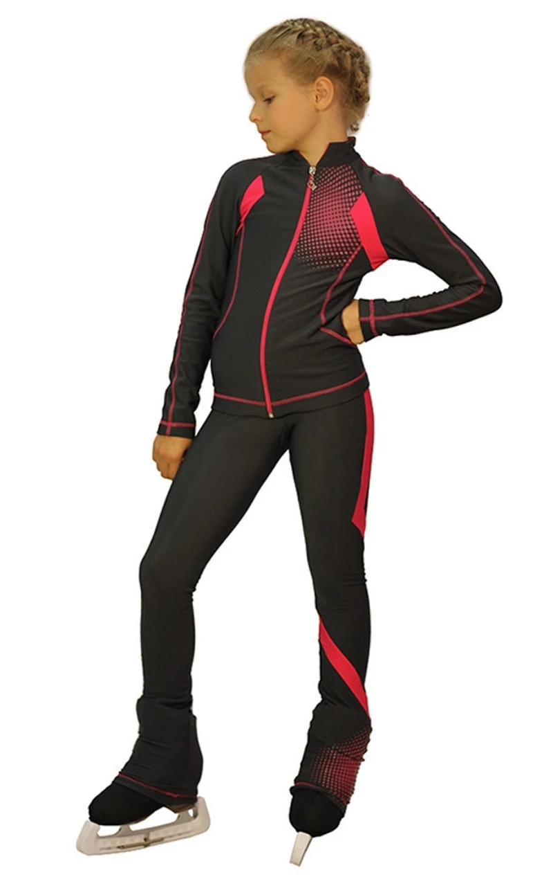 IceDress Figure Skating Outfit - Thermal -Euler (Gray And Raspberry) 2 IceDress Figure Skating Outfit - Thermal -Euler (Gray And Raspberry) - Image 2