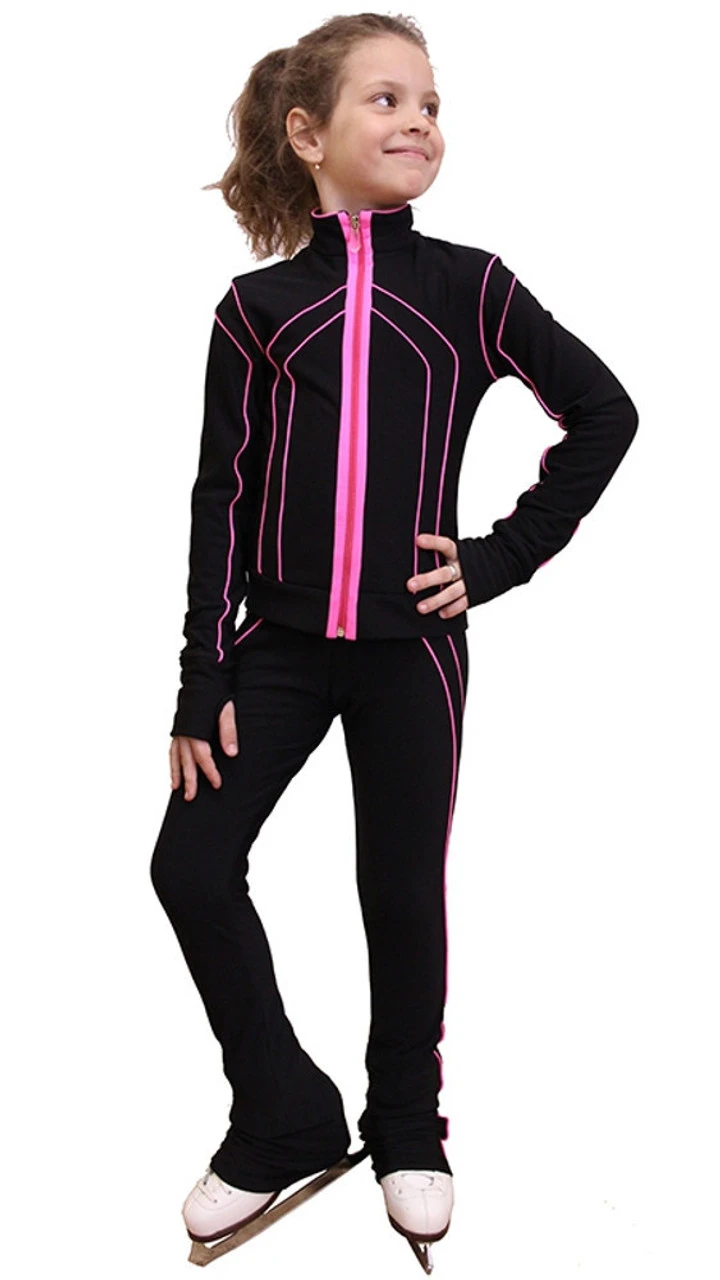 IceDress Figure Skating Thermal Pants - Kant (Black With Pink Line) 2 IceDress Figure Skating Thermal Pants - Kant (Black With Pink Line) - Image 2
