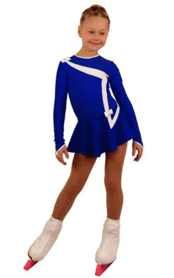 IceDress Figure Skating Dress - Thermal - Bows 2 (Cornflower Blue With White)