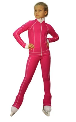 IceDress Figure Skating Thermal Pants -Todes(Fuchsia With White Line)