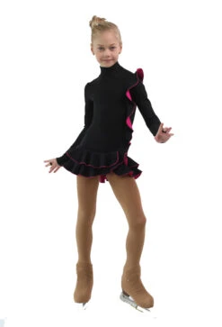 IceDress Figure Skating Dress - Thermal - Flamenco (Black With Fuchsia)