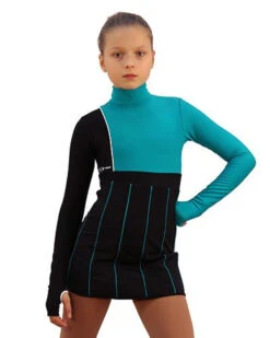 IceDress Figure Skating Dress - Thermal - IceFashion (Black With Emerald)