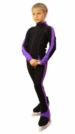 IceDress Figure Skating Outfit - Thermal -Bracket (Black With Violet Line)