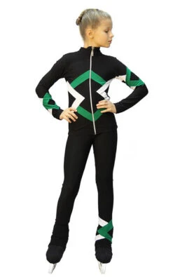 IceDress Figure Skating Outfit - Thermal - Bauer (Black, Green And White)