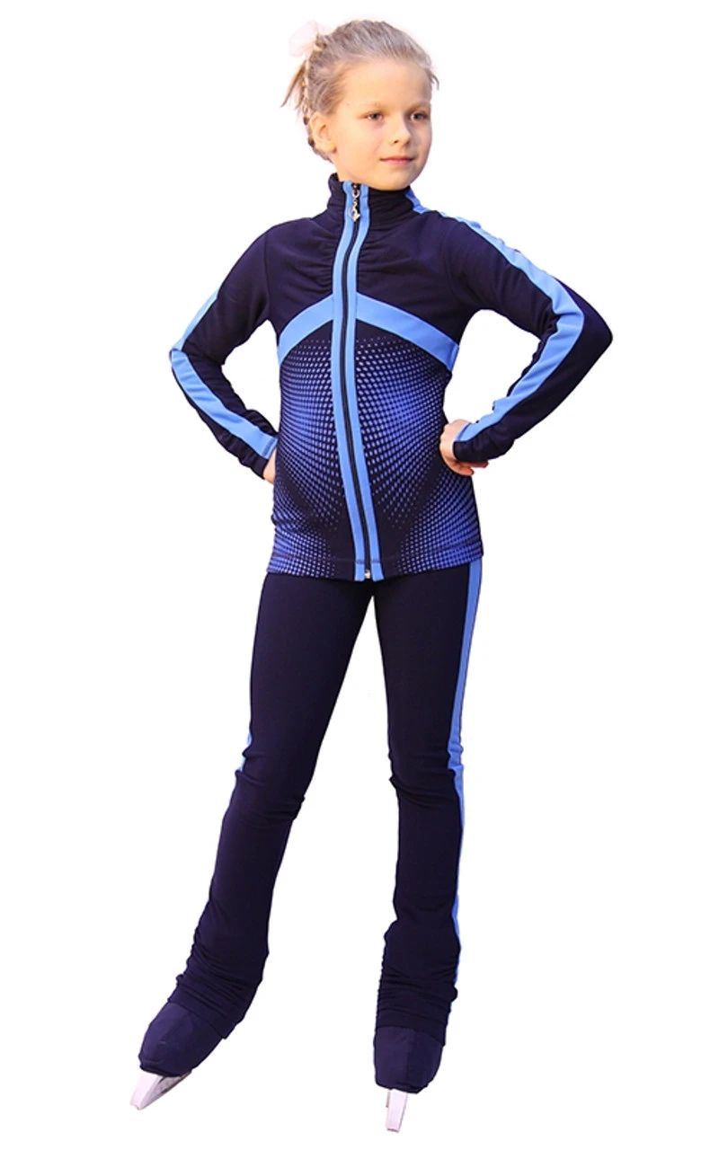IceDress Figure Skating Pants - Jump (Dark Blue With Blue Stripes) 3 IceDress Figure Skating Pants - Jump (Dark Blue With Blue Stripes) - Image 3