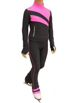 IceDress Figure Skating Outfit - Thermal - Rays (Dark Grey And Pink)