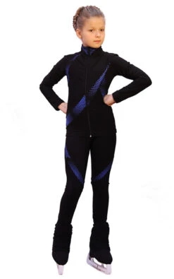 IceDress Figure Skating Outfit - Thermal - Cascade (Black With Blue Thermo-applications)