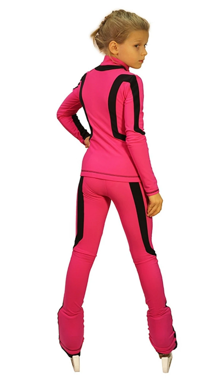 IceDress Figure Skating Outfit - Thermal -Flip (Fuchsia With Black Line) 2 IceDress Figure Skating Outfit - Thermal -Flip (Fuchsia With Black Line) - Image 2