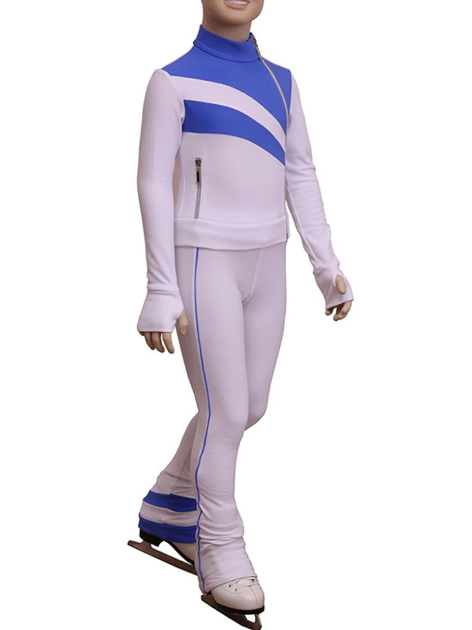 IceDress Figure Skating Outfit - Thermal - Rays (White And Blue) 1 IceDress Figure Skating Outfit - Thermal - Rays (White And Blue)