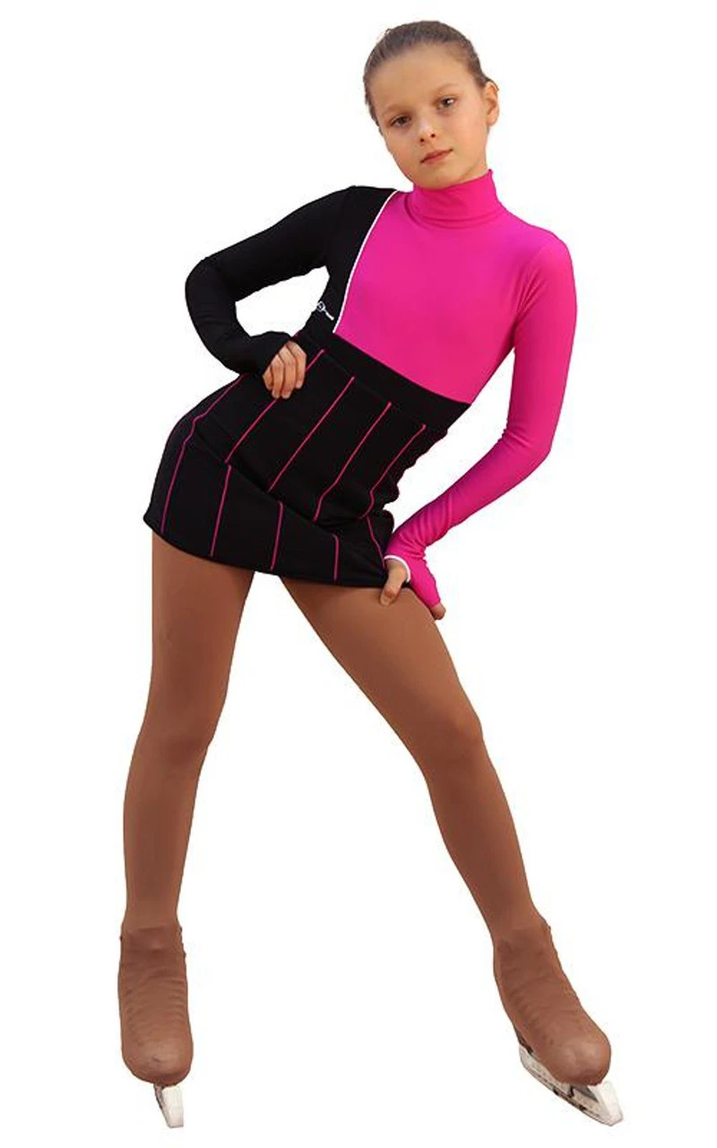 IceDress Figure Skating Dress - Thermal - IceFashion (Black With Fuchsia) 4 IceDress Figure Skating Dress - Thermal - IceFashion (Black With Fuchsia) - Image 4