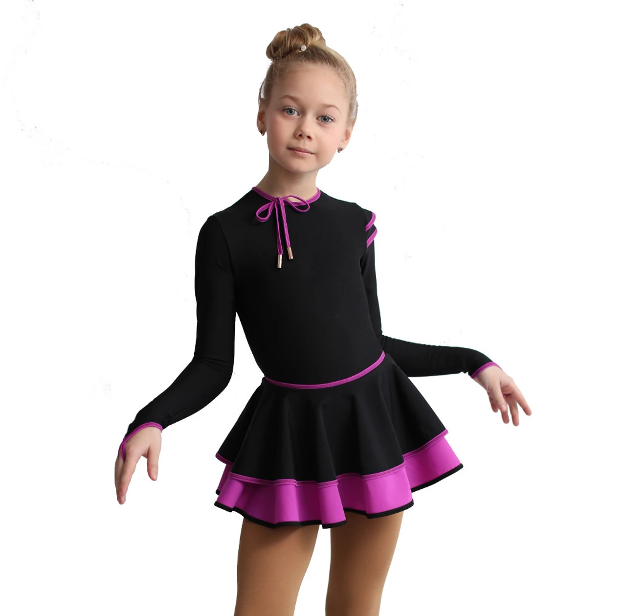 IceDress Figure Skating Dress - Thermal - Duet (Black With Purple) 4 IceDress Figure Skating Dress - Thermal - Duet (Black With Purple) - Image 4