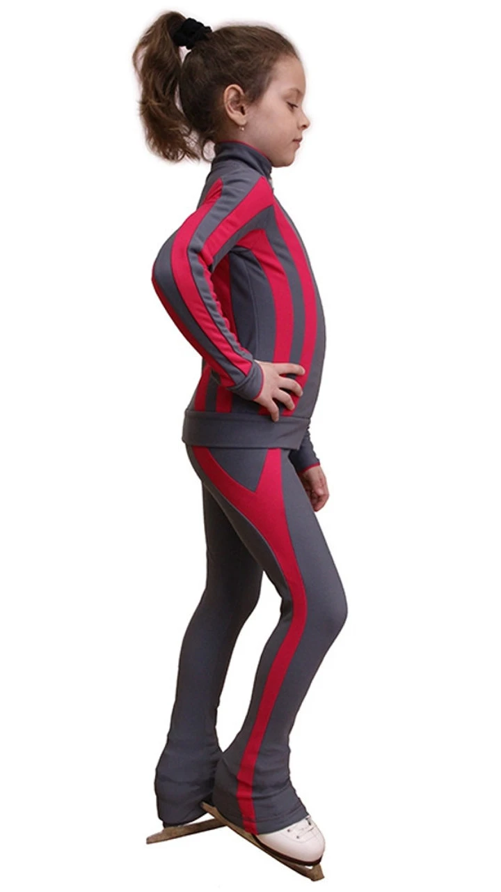 IceDress Figure Skating Thermal Pants - Lutz (Light Grey And Raspberry) 3 IceDress Figure Skating Thermal Pants - Lutz (Light Grey And Raspberry) - Image 3