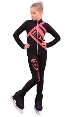 IceDress Figure Skating Outfit - Thermal - IceDress (Black With Coral)