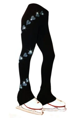 Ice Skating Pants With "Aqua Spiral Hearts" Rhinestones Design